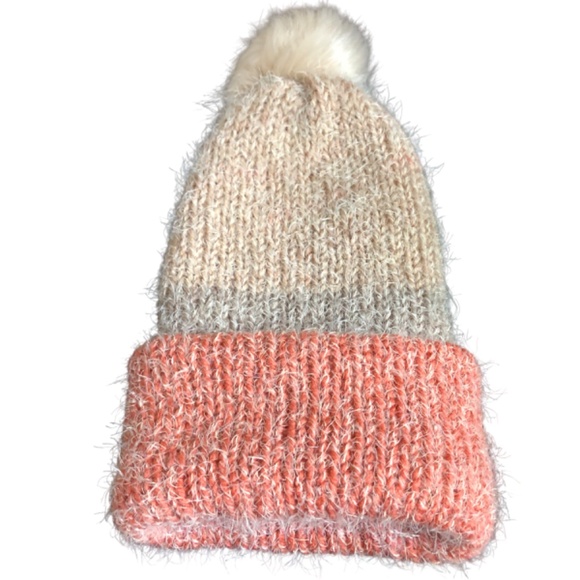 Fuzzy Beanie Super Soft Winter Color Block Knit Hat with Removable Pom Pom main image 10
